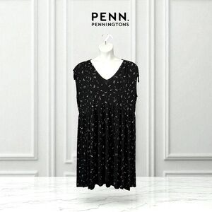 Penningtons, Sleeveless Printed Knit Dress, Plus Size 2X, Black